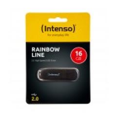 STICK 16GB USB 2.0 Intenso Rainbow Line Transparent Black