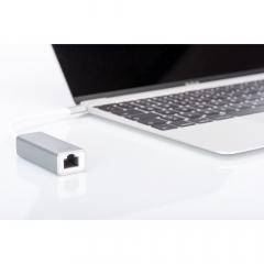 KAB Adapter USB-C > RJ45 Gigabit Lan 1000 MBit/s Digitus White Silver