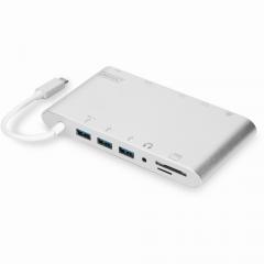 KAB USB-C > Multi Adapter 3xUSB3.0/Audio/Micro SD/SDXC/Gigabit Lan/DisplayPort/HDMI/VGA/USB-C Digitus Silver