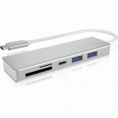 ICY BOX USB-C 2xUSB3.0 SuperSpeed 1x USB-C 1xCardReader microSD/SD Silver