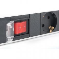 NWSZ Steckdosenleiste Aluminium PDU 1U Digitus Nennleistung: 4000W, 250VAC 50/60Hz, 7x Schutzkontakt, Schalter