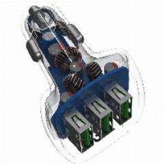 Auto Ladegerät Green Cell PowerRide 3xUSB Ultra Charge 12/24V 54W Black