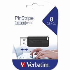 STICK 8GB USB 2.0 Verbatim StorenGo PinStripe Black