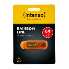 STICK 64GB USB 2.0 Intenso Rainbow Line Transparent Orange