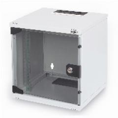 NWS Wandschrank 10 6HE 254mm Digitus Farbe Grau (RAL 7035) Glastür