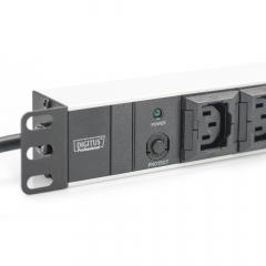 NWSZ Steckdosenleiste Aluminium PDU 1U Digitus 10A, 2500W, 250VAC 50/60Hz, 10x IEC C13, Überlastschutz
