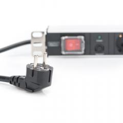 NWSZ Steckdosenleiste Aluminium PDU 1U Digitus 16A, 4000W, 250VAC 50/60Hz, 7x Schutzkontakt, Überlastschutz