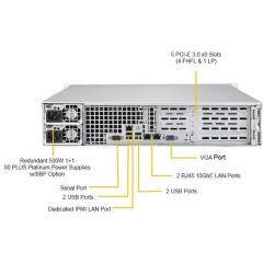 Barebone Server 2 U Single 3647 8 Hot-swap 3.5 500W Redundant Platinum SuperServer 5029P-WTR